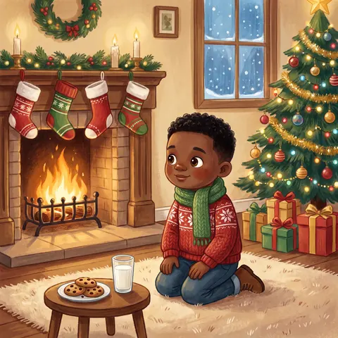 Sample page 1: christmas eve at home by the fireplace and tree