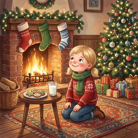 Sample page 1: christmas eve at home by the fireplace and tree