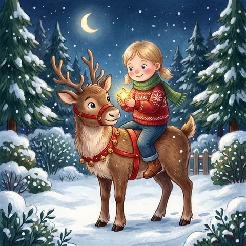 Sample page 4: a young reindeer landing in the snow