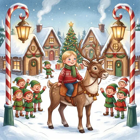 Sample page 6: arriving at the north pole elf village